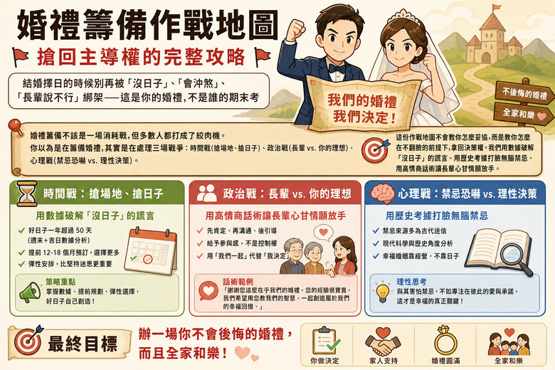 【結婚大小事】終結備婚焦慮！搶回主導權的「婚禮作戰地圖」，選出全家和樂的完美婚期！