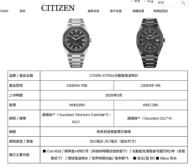 點我看大圖 關於Citizen鈦的表面處理技術問題
