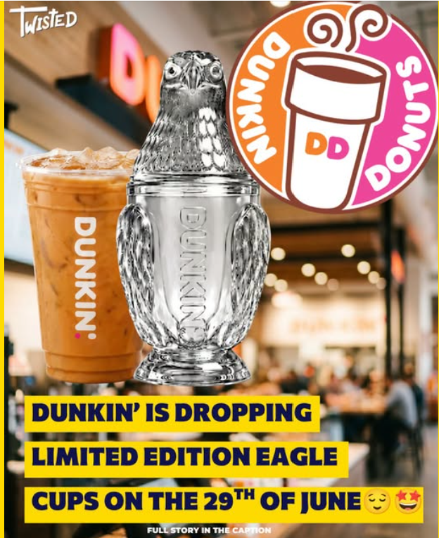 為慶祝美國建國250週年，Dunkin' Donuts推出了全新收藏品：限量版老鷹杯。
