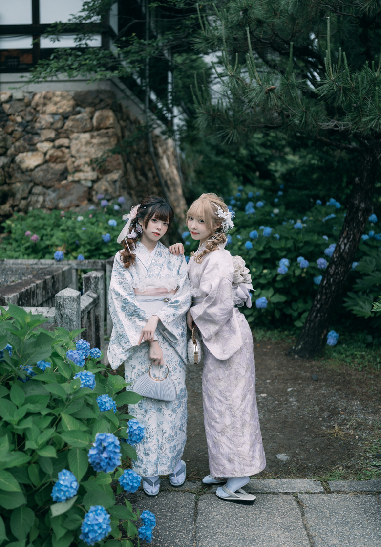楊谷寺繡球花 - 和服雙女子漫遊 Kyoto