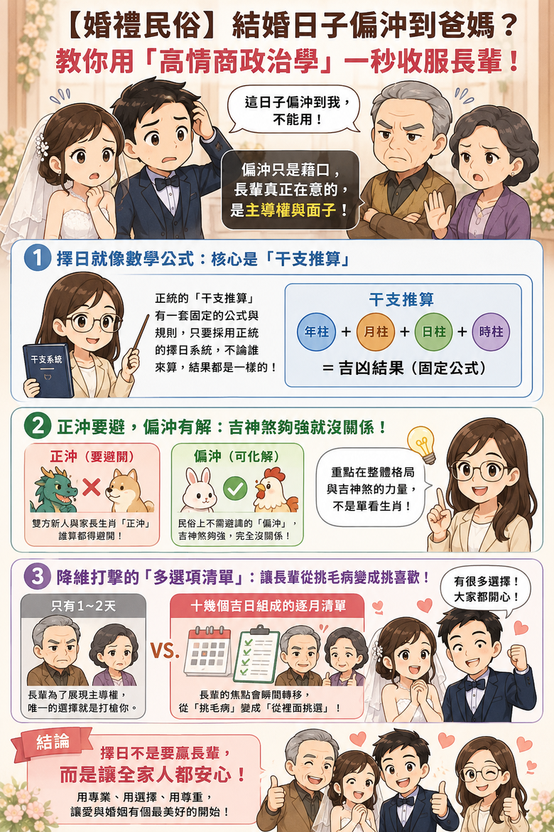 【婚禮民俗】結婚日子偏沖到爸媽？教你用「高情商政治學」一秒收服長輩！