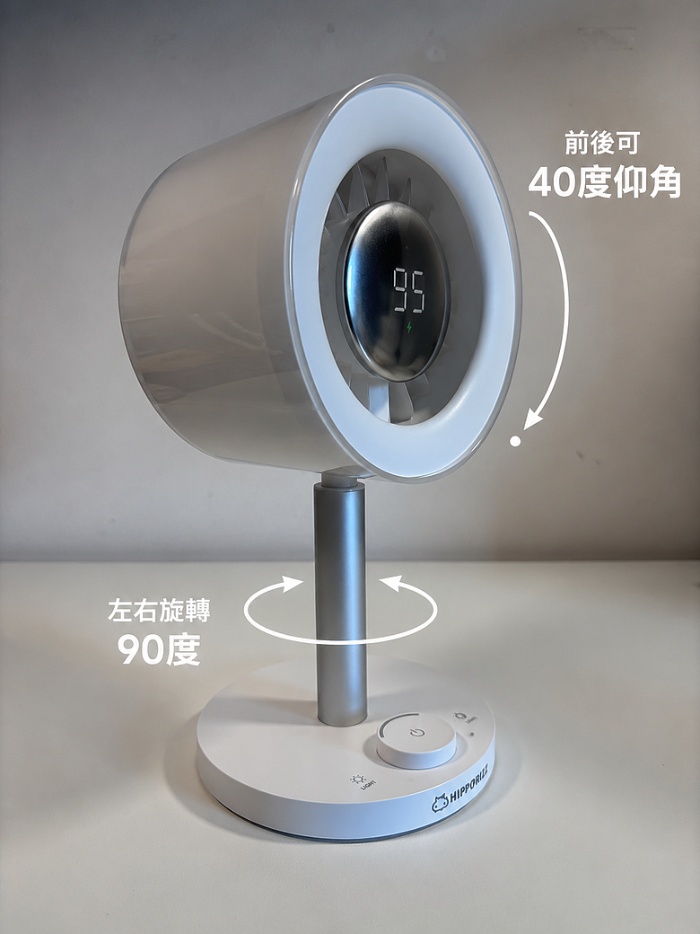 點我看大圖 HIPPORIZZ 河馬引力 ·Flow 靜音微光風扇開箱評測|辦公桌降溫神器,安靜到讓你忘記它在轉