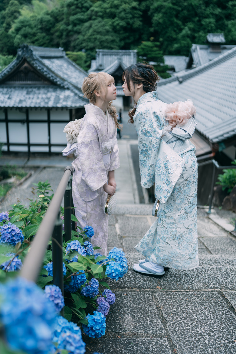 楊谷寺繡球花 - 和服雙女子漫遊 Kyoto
