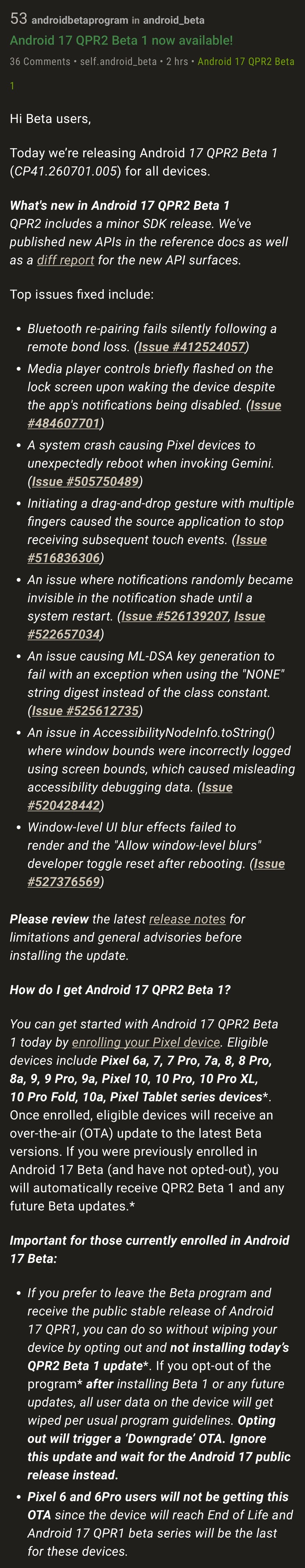 [ Android 17 QPR2 Beta 1 OTA ]