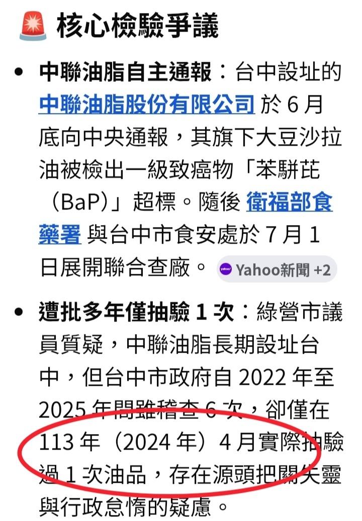No1台中毒油4年有驗1次+無薪假連莊全台第一