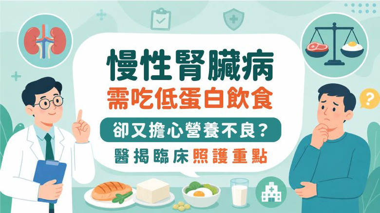 點我看大圖 慢性腎臟病需吃低蛋白飲食卻又擔心營養不良?醫揭臨床照護重點