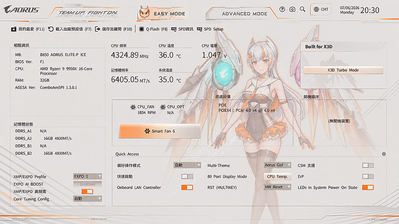 技嘉可愛雕妹 Ari 再進化 B850 AORUS ELITE-P ICE