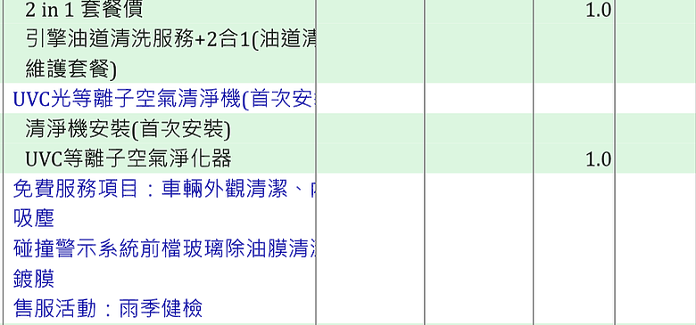 請各位前輩幫我看一下保養菜單