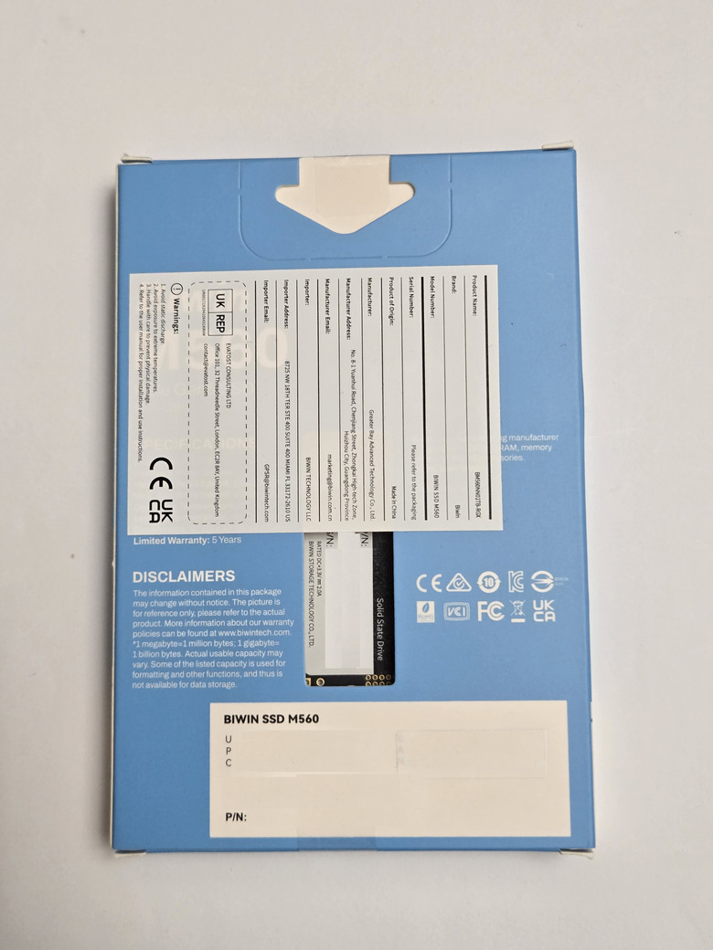 【開箱簡測】Biwin M560 PCIe Gen5.0 x4 NVMe HMB 2TB SSD 效能簡測 (圖多)