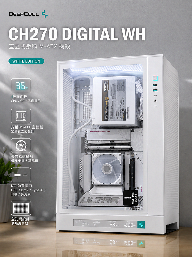 直立式數顯 M-ATX 九州風神 CH270 DIGITAL WH