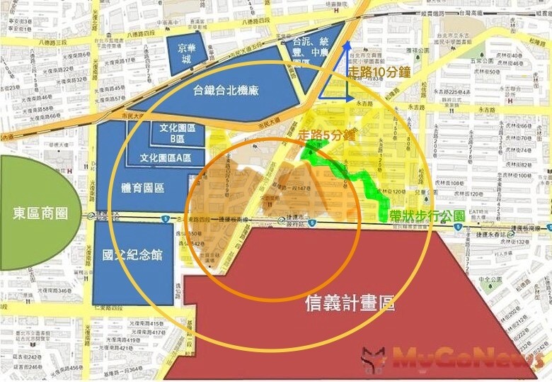 ［信義三角都更特區］Xinyi Triangle Urban Renewal Special Zone（又名小信義區）：「國美榕遇」「吉祥如藝」「國賓金建設案」「宜民建設案」