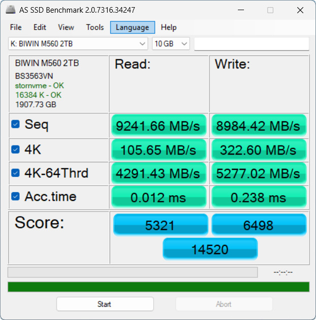 【開箱簡測】Biwin M560 PCIe Gen5.0 x4 NVMe HMB 2TB SSD 效能簡測 (圖多)