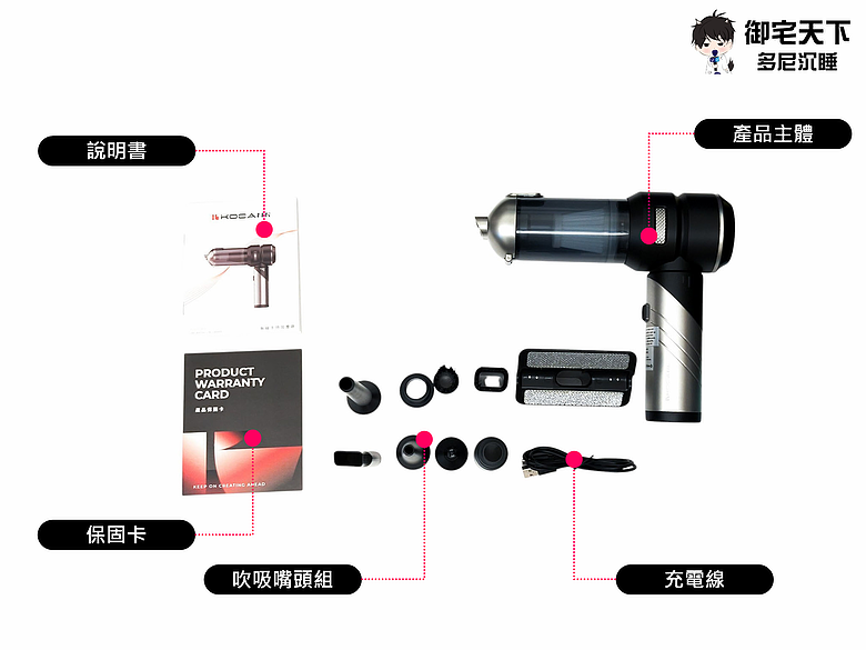 開箱｜【KOCA科卡】Dusty Mini 1 無線手持吸塵器 - 小坪數房間、辦公桌、車家都適用，能吹、能吸兩用清潔神器！