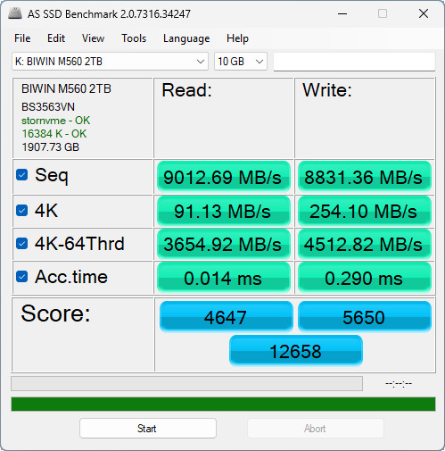 【開箱簡測】Biwin M560 PCIe Gen5.0 x4 NVMe HMB 2TB SSD 效能簡測 (圖多)