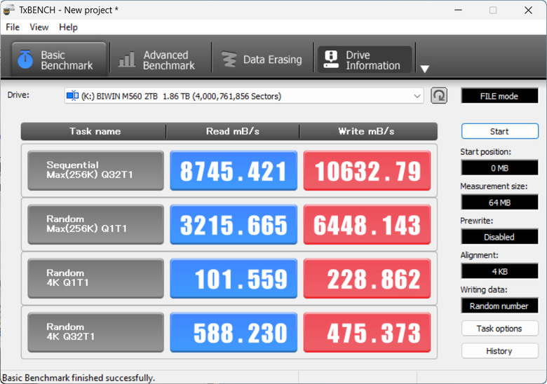 【開箱簡測】Biwin M560 PCIe Gen5.0 x4 NVMe HMB 2TB SSD 效能簡測 (圖多)