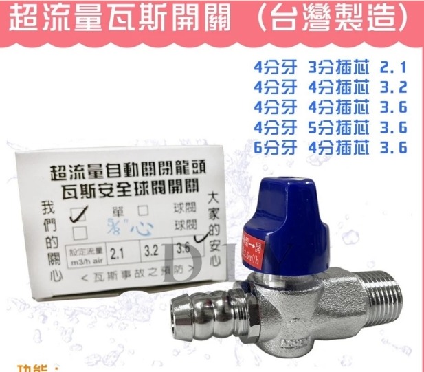 點我看大圖 欣中天然氣瓦斯超流量開關若將來自行更換要怎選規格?