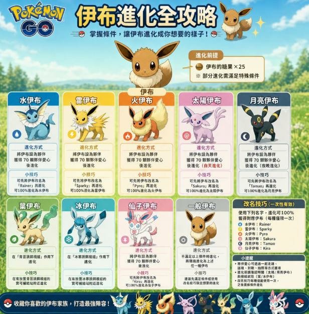 【Pokémon GO】伊布進化全攻略｜改名密技、進化條件與推薦形態整理