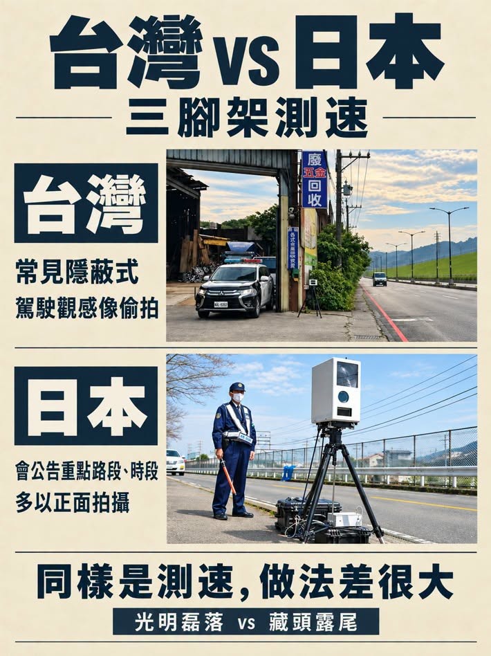 同樣三腳架測速，為何中華民國台灣的民怨如此之深?