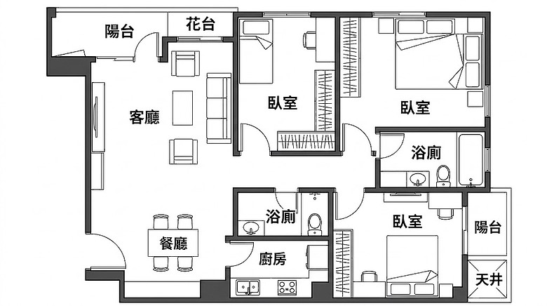 全新丨屋主自售丨平轉丨3房2廳2衛丨平車丨家電家具