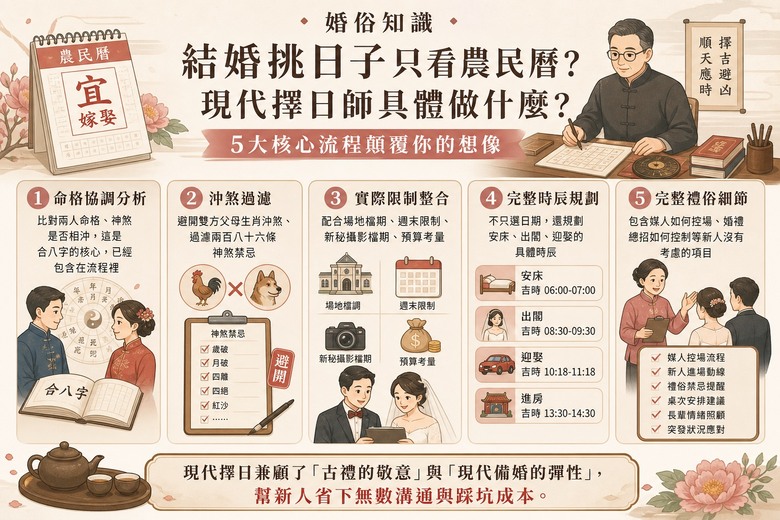 【婚俗知識】結婚挑日子只看農民曆？現代擇日師具體做什麼？5大核心流程顛覆你的想像