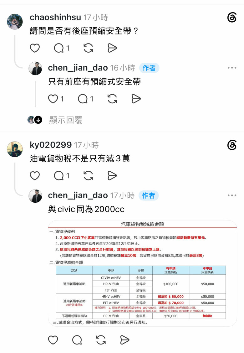zrv疑似未配備後座預縮安全帶？