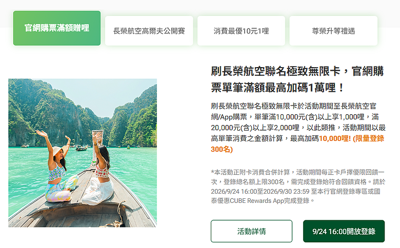 國泰長榮聯名極致無限卡活動登錄是黑箱嗎?