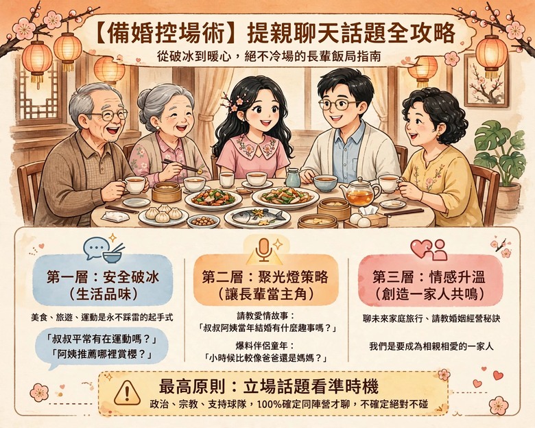 【備婚控場術】提親聊天話題全攻略：從破冰到暖心，絕不冷場的長輩飯局指南
