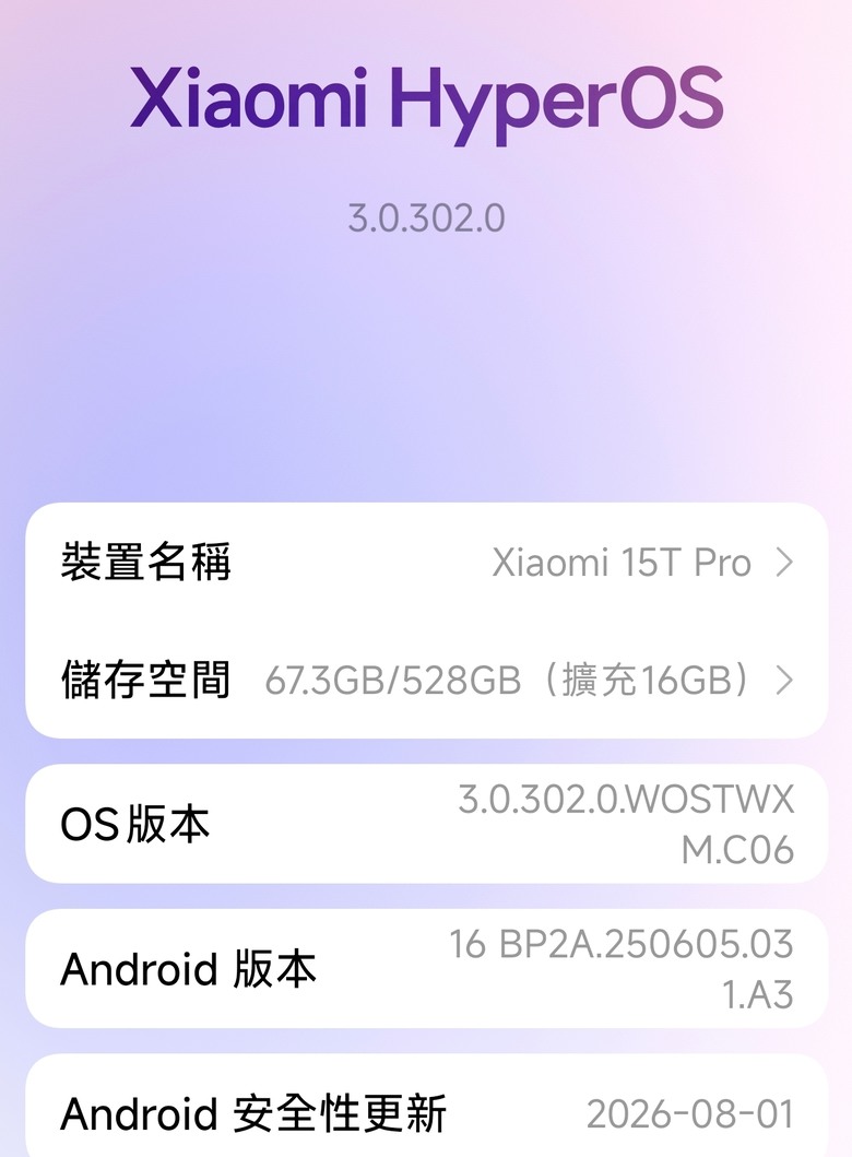 15T PRO 有更新 3.0.302 8月份安全性更新
