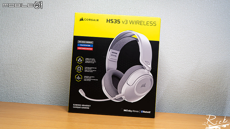 點我看大圖 【開箱】入門Dolby Atmos三模無線耳機 | CORSAIR HS35 v3 WIRELESS WHITE