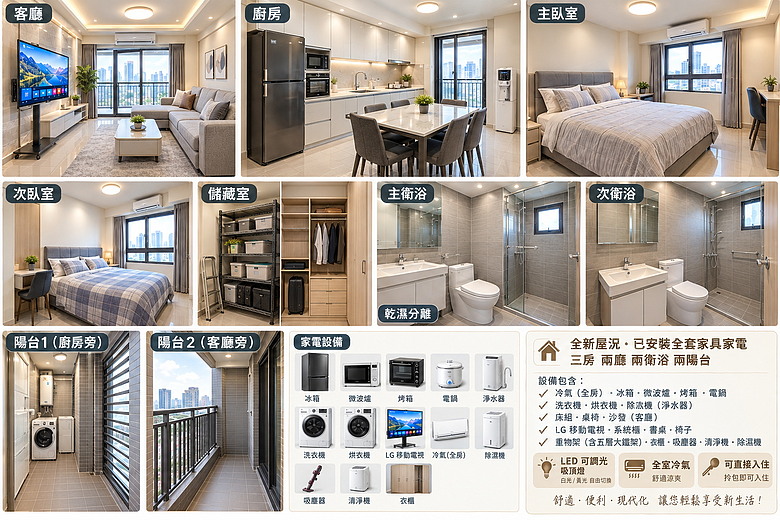 全新丨屋主自售丨平轉丨3房2廳2衛丨平車丨家電家具