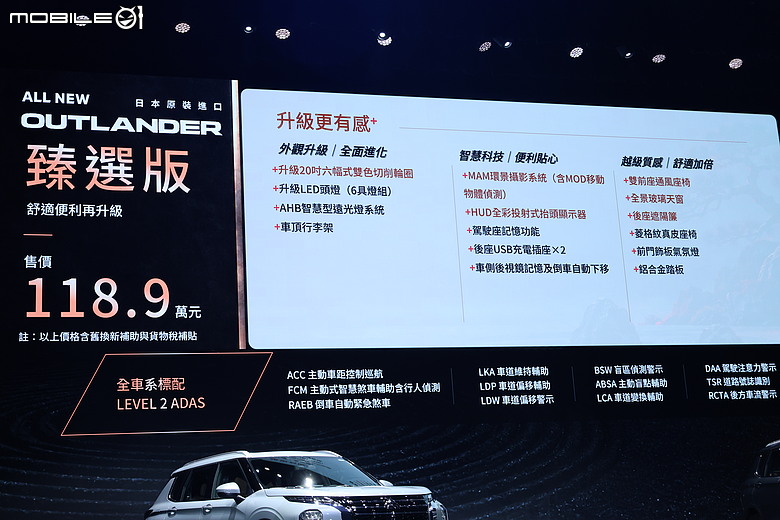 【採訪】建議售價116.9萬元起,Mitsubishi Outlander四代小改款正式上市!