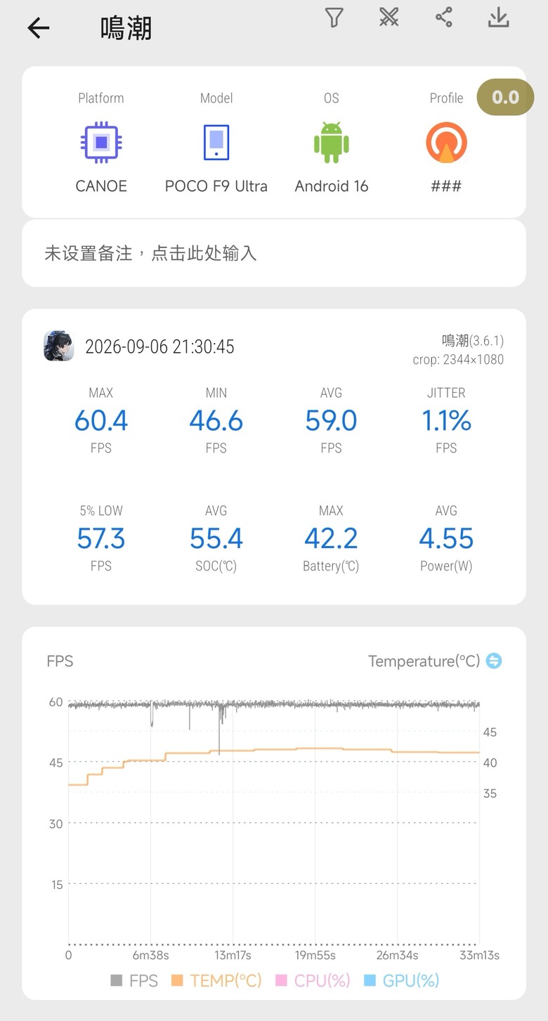 點我看大圖 POCO F9 Ultra PUBG+鳴潮+無盡實測