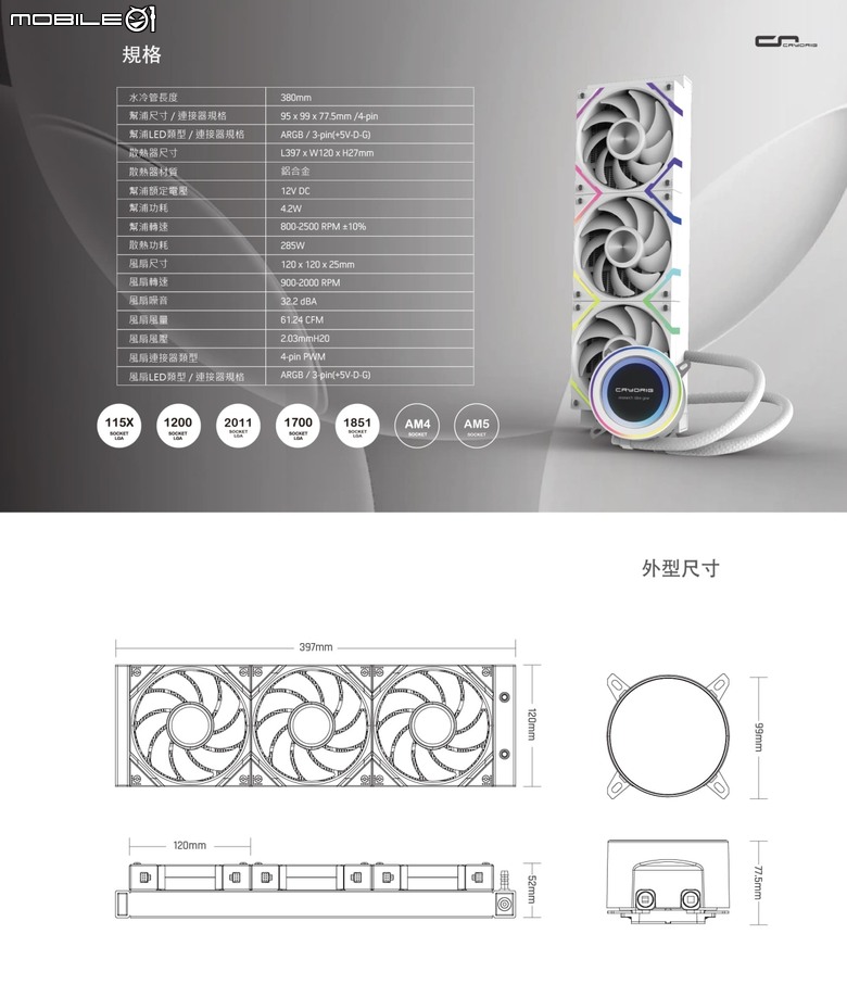 圓頭大臉 快睿 CRYO 快睿歐 360水冷散熱器