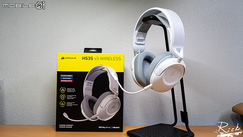 點我看大圖 【開箱】入門Dolby Atmos三模無線耳機 | CORSAIR HS35 v3 WIRELESS WHITE