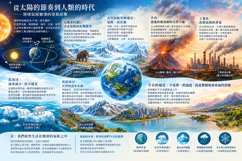 從太陽的節奏到人類的時代：地球氣候變遷的漫長故事