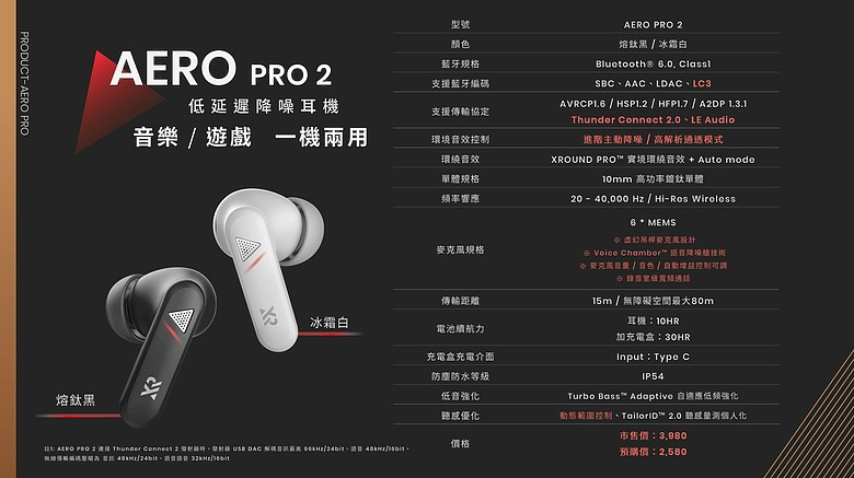 點我看大圖 XROUND AERO PRO 2 低延遲降噪耳機~讓你擁有細膩動人的音質與零延遲感的遊戲體驗
