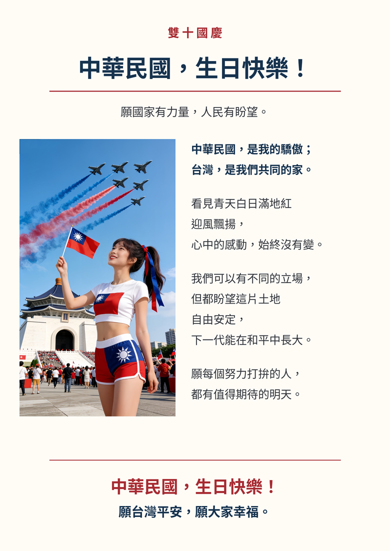 中華民國，是我的驕傲；台灣，是我們共同的家