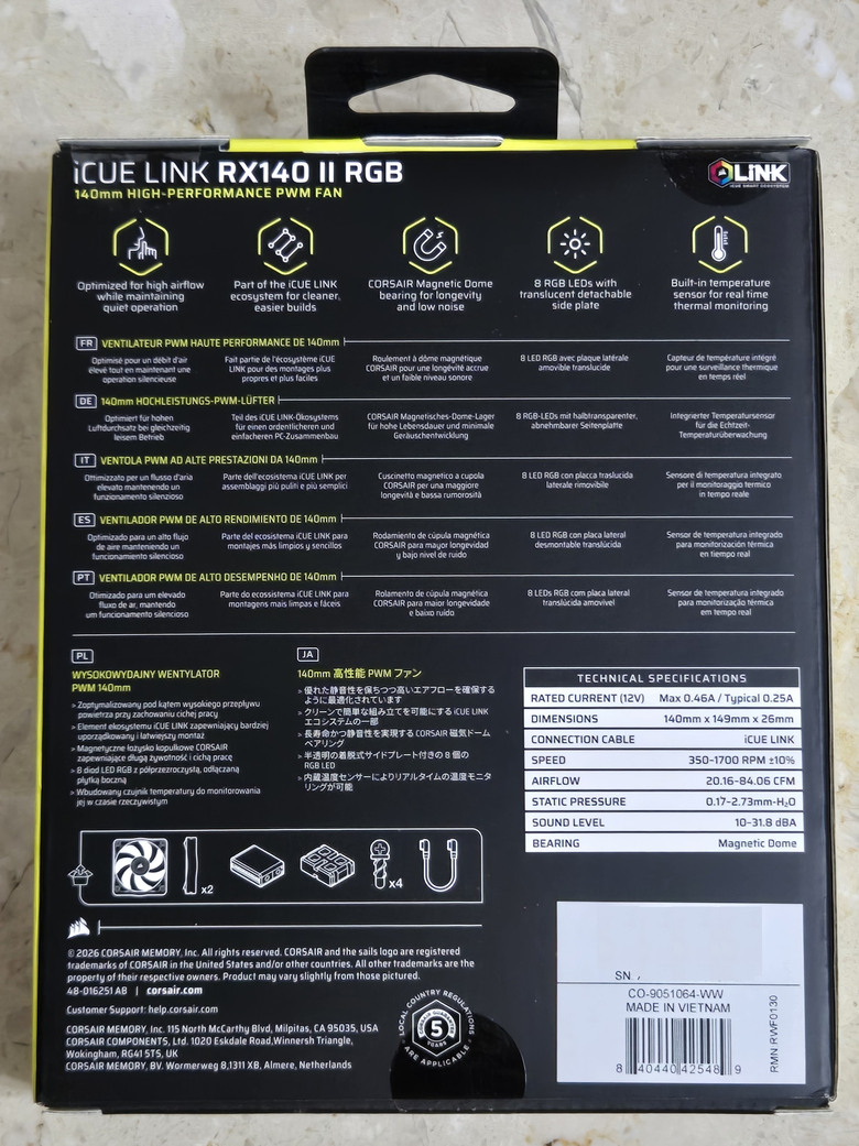 【開箱簡測】CORSAIR iCUE LINK RX140 II RGB PWM 風扇簡測 (圖多)