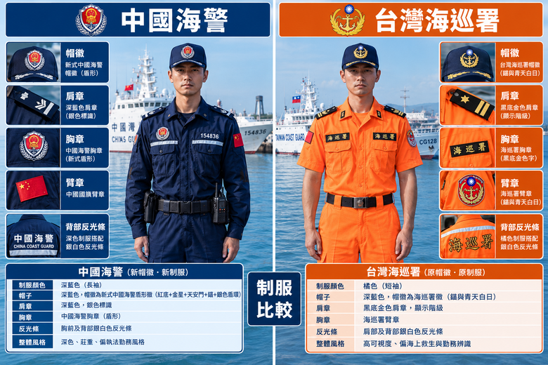 台灣海巡署 vs 中國海警 比較（圖）