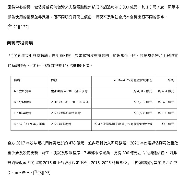 民進黨的反核政策，每年要多花404億新台幣