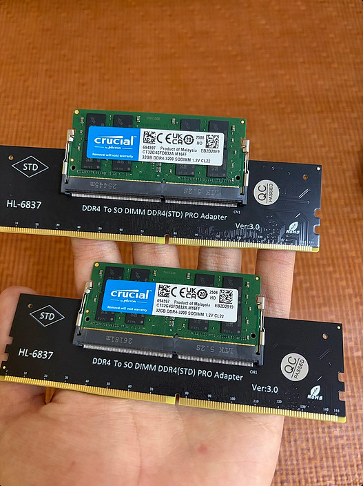 筆電型記憶體轉桌機使用 SO-DIMM 轉 U-DIMM轉接板