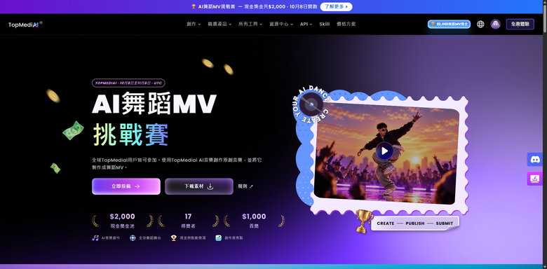 有人要參加TopMediai那個AI舞蹈MV比賽嗎？