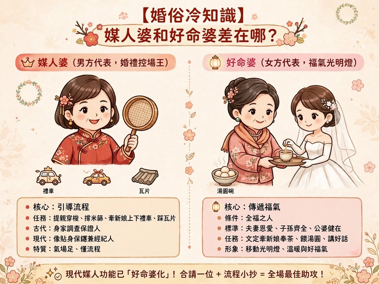 【婚俗冷知識】媒人婆和好命婆差在哪？別再搞混！兩大角色一次看懂