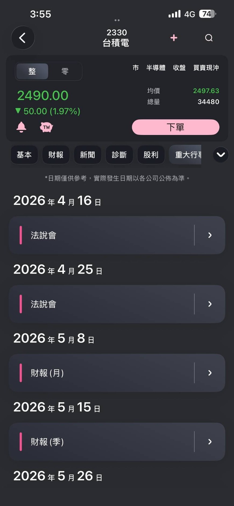 玉山證券「重大行事曆」,不看新聞很容易錯過大行情!!!