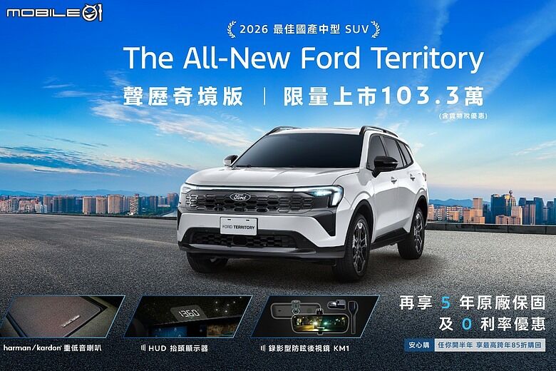 【國內新訊】Ford針對Territory推出「聲歷奇境版」特仕車，頂規售價再加1.8萬元即可享有三項配備！