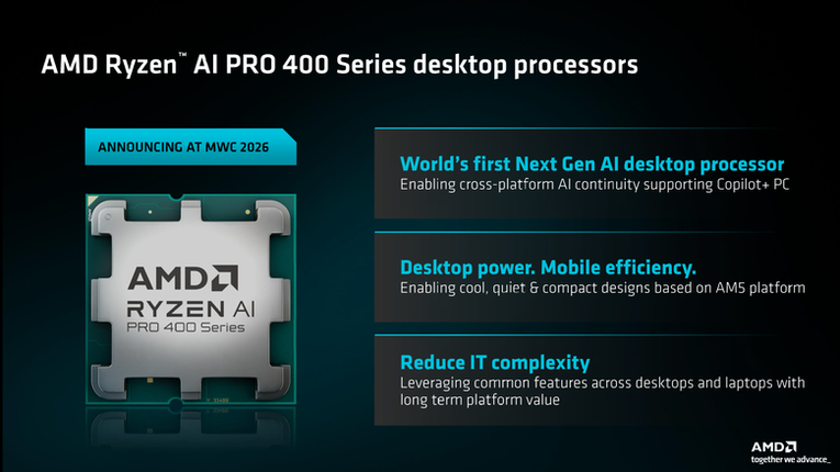 AMD 發表 Ryzen AI PRO 400 處理器 不僅增加桌上型產品類型 還新增統一記憶體支援